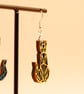 Mismatched Geometric Cat Earrings - Handmade Wooden Statement Jewellery Gift - Image 2