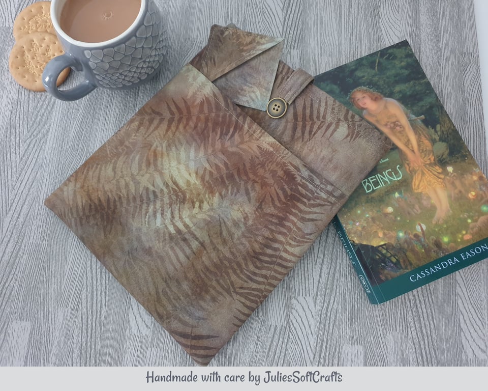 Book Sleeve or Kindle Sleeve Medium, Padded and Lined with Pocket and Button