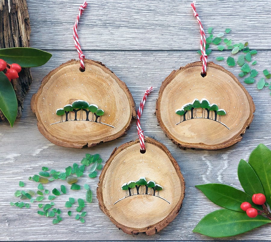 Nearly there trees Christmas log slice