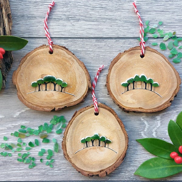 Nearly there trees Christmas log slice