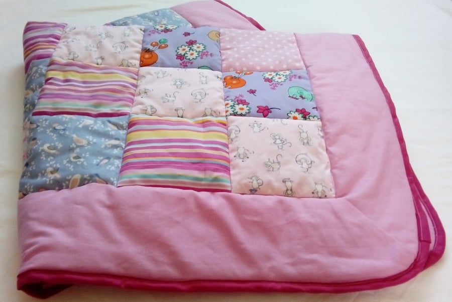 Pink Animal Baby Patchwork Quilt