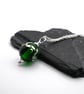 lampwork glass green and silver sphere pendant necklace