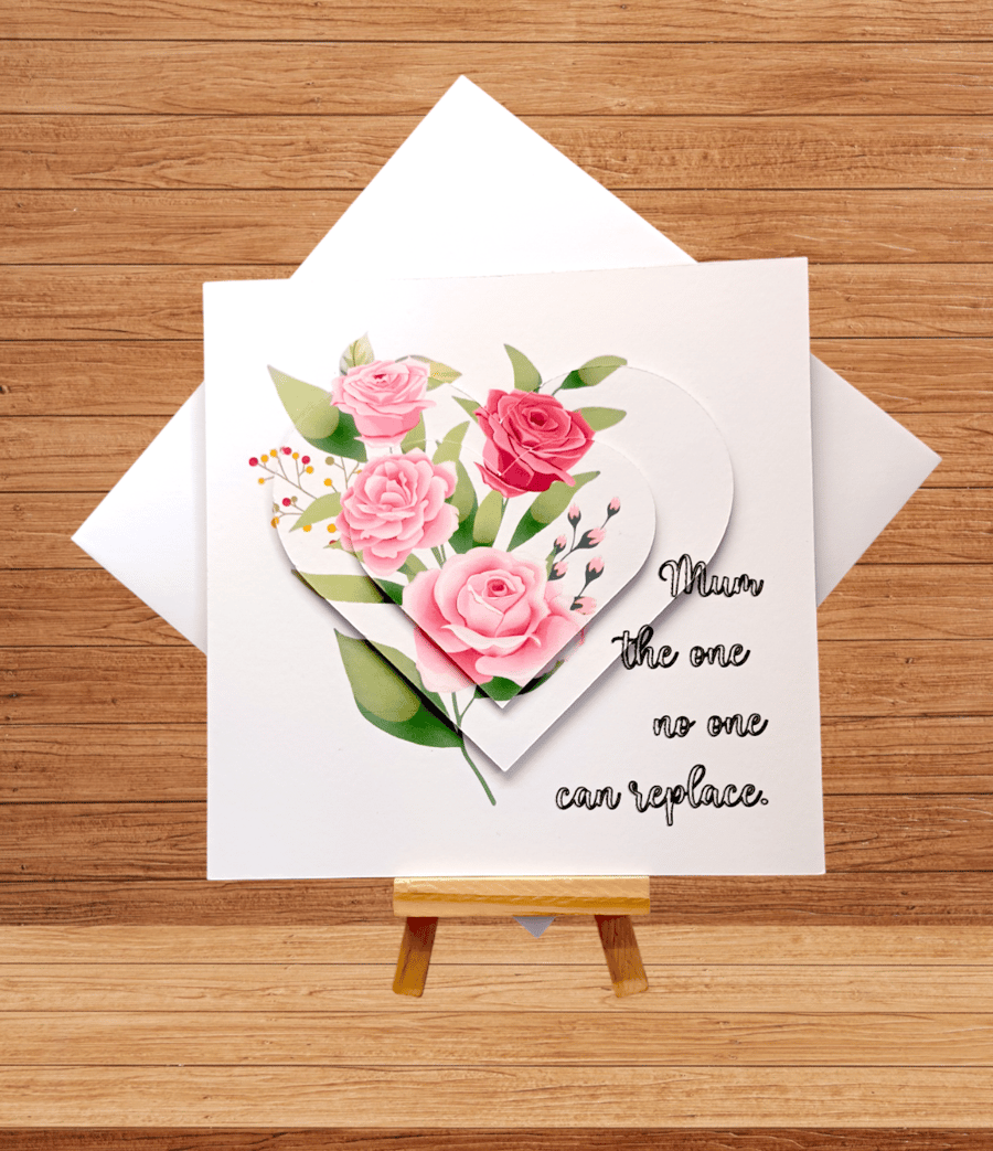 Unusual stacked floral mum birthday card 