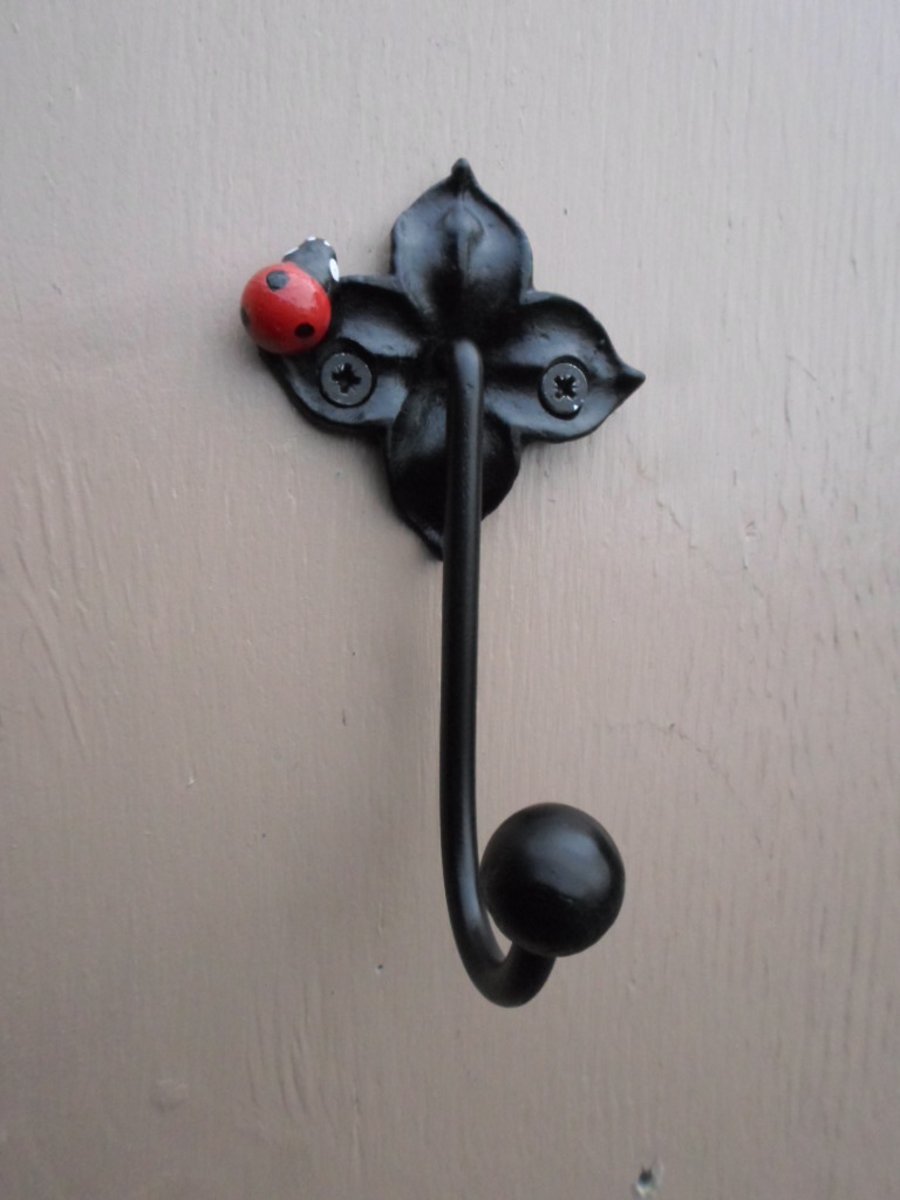 Ladybird & Flower Hook............Wrought Iron (Forged Steel) Coat Hook