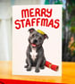 Staffy Christmas Card – Merry Staffmas – Staffordshire Bull Terrier