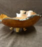 LARGE ELM FRUIT BOWL ON HAND CARVED LEGS - Image 3