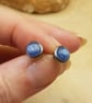 Hypoallergenic small Blue Kyanite stud earrings. Stainless steel - Image 1