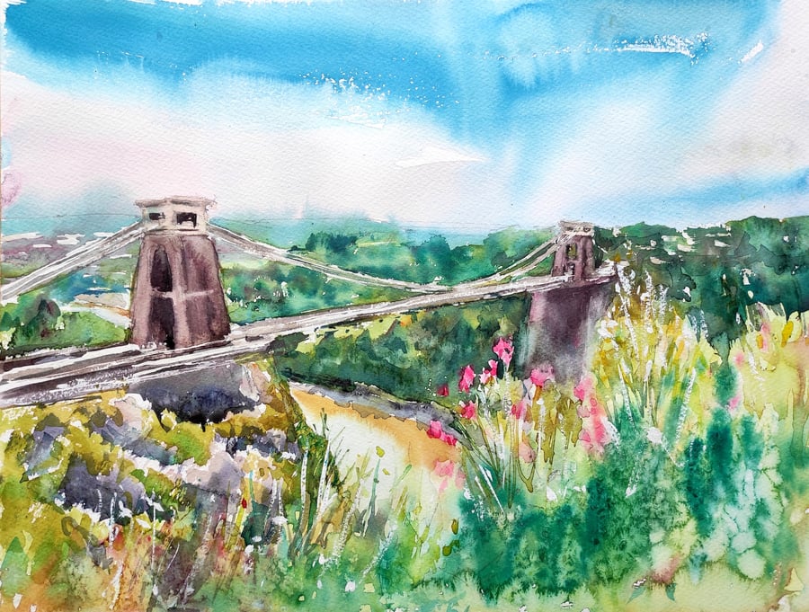 Clifton Suspension Bridge in Bristol, Watercolo - Folksy