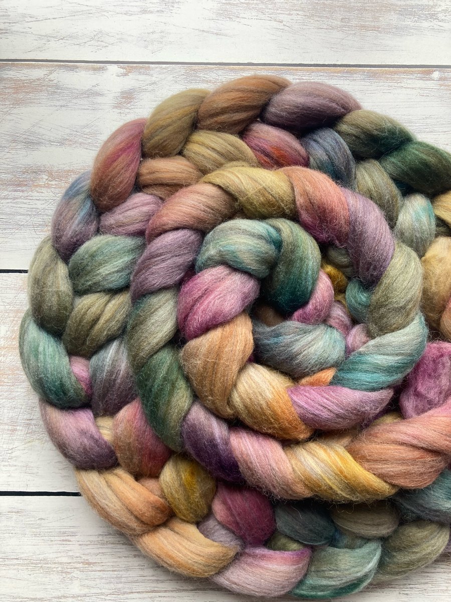 Merino Spinning fibre with bio nylon 100g Fall Forest