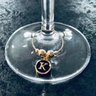 Wine Glass Charms - Wedding Favour or Gift. Black and Gold- personalised