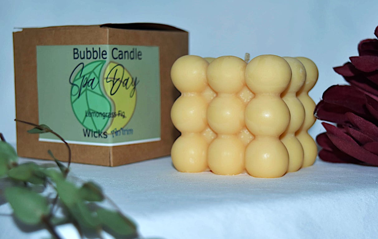 Spa Day Scented Bubble Candle Yellow Soy WaxAsthetically Pleasing