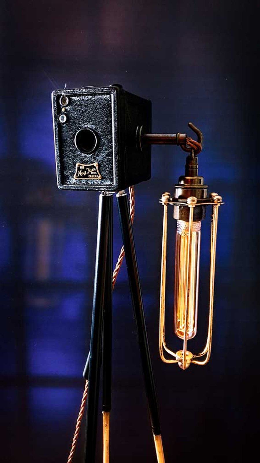Upcycled Vintage 1930s Mayfair Camera Tripod Lamp