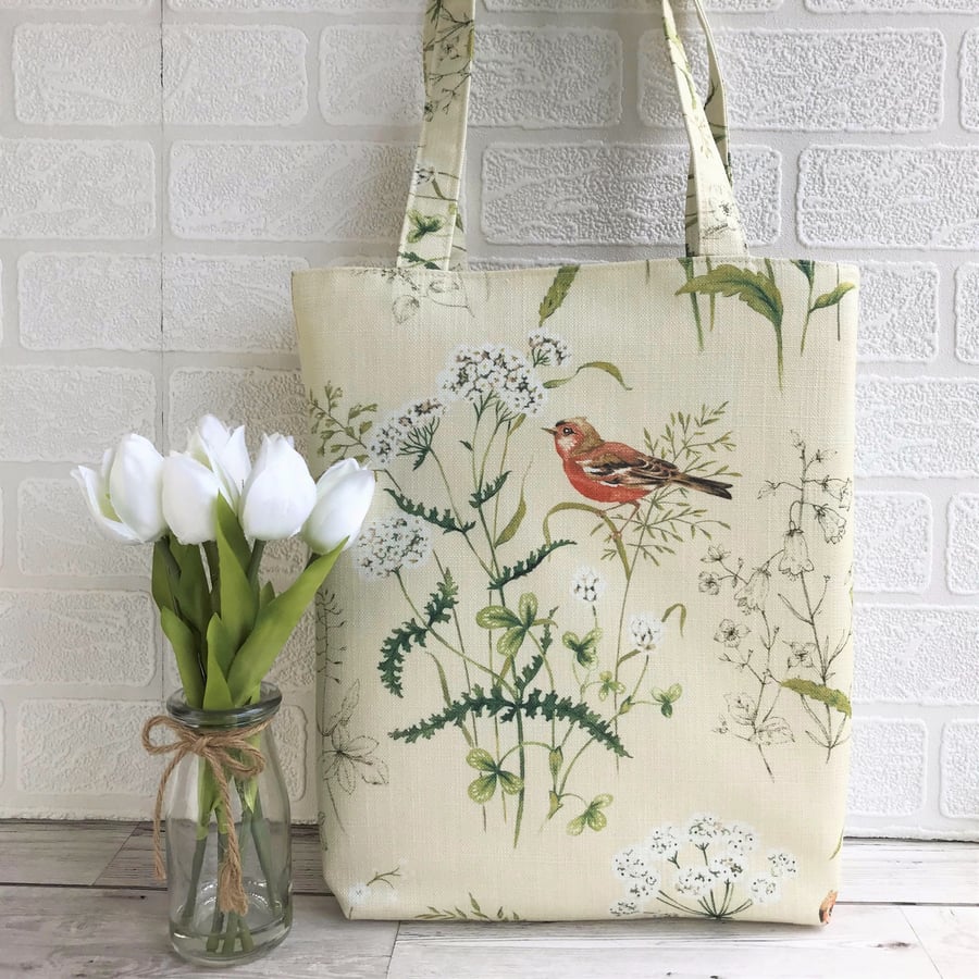 Chaffinch in meadow tote bag