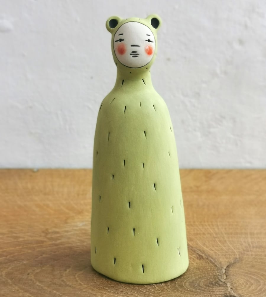 Ceramic figurine Peculiar Person ornament in minty green 