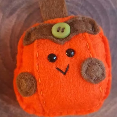 'Pumpkin' pocket hug for Autumn hand sewn in wool blend felt (B)