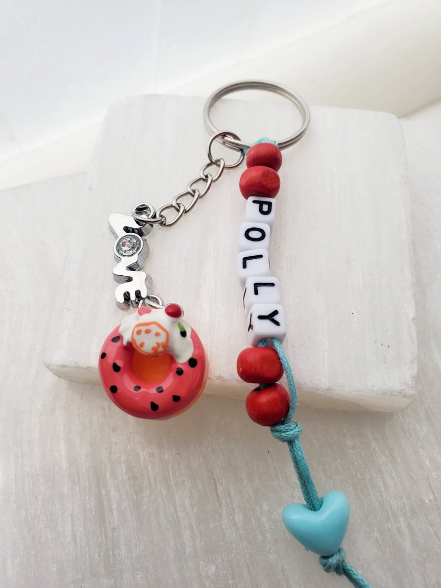 Personalized name doughnut keyring Keychain 
