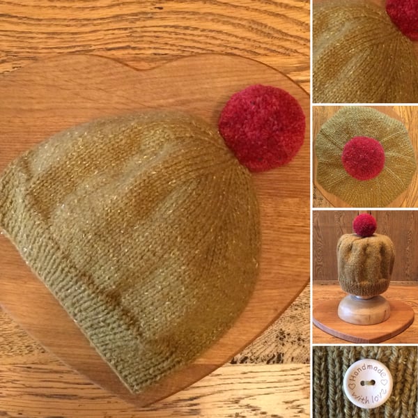 Luxury Pure Wool Plain Beanie with med close-cut Pom Pom