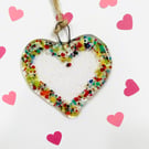 Fused Glass Hanging Heart 