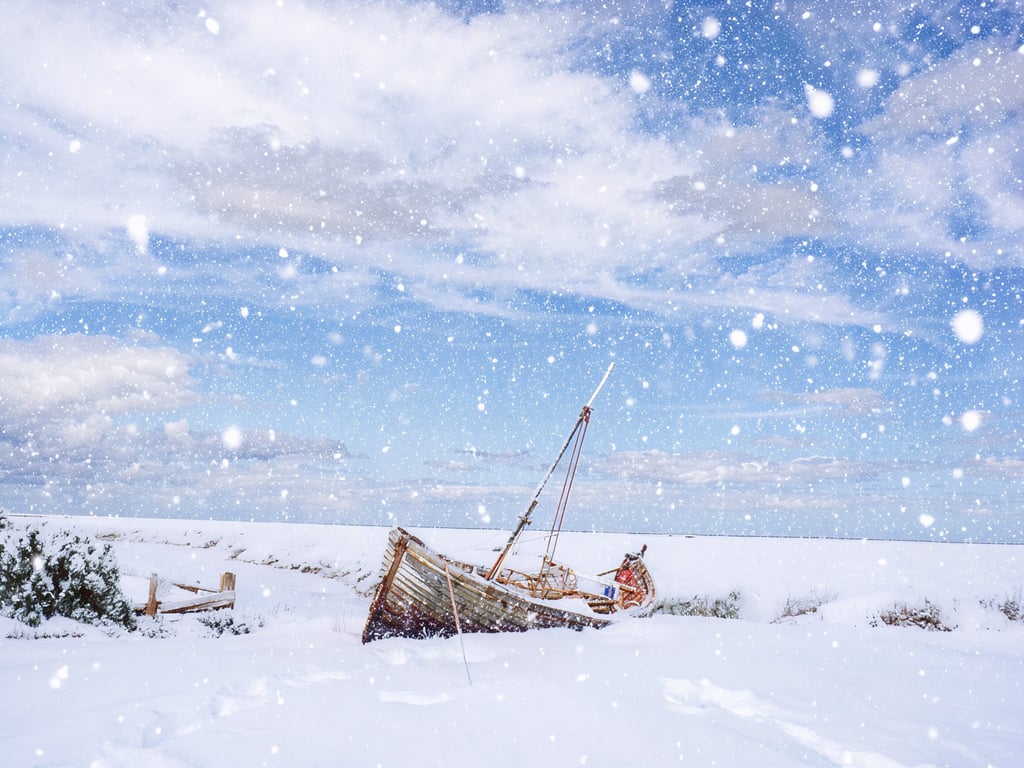 Thornham Old Boat Winter Norfolk Christmas Greeting Card A5