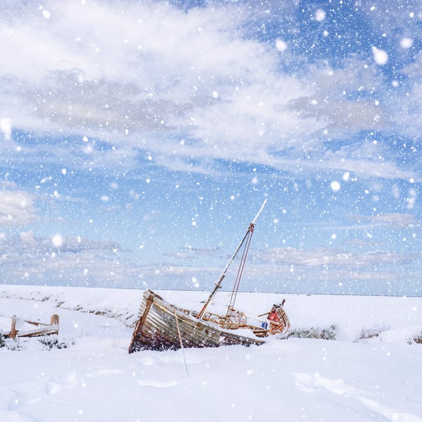 Thornham Old Boat Winter Norfolk Christmas Greeting Card A5