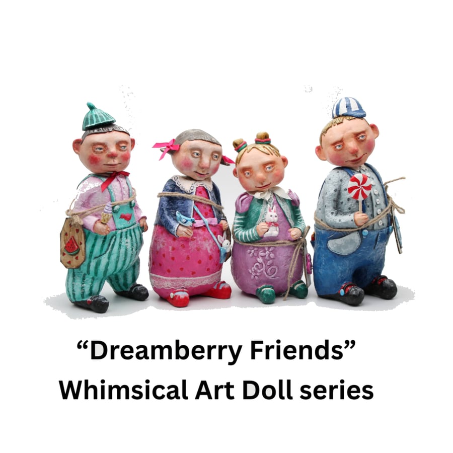Handmade OOAK Dolls-Dreamberry Friends-Set of 3 Whimsical Figurines
