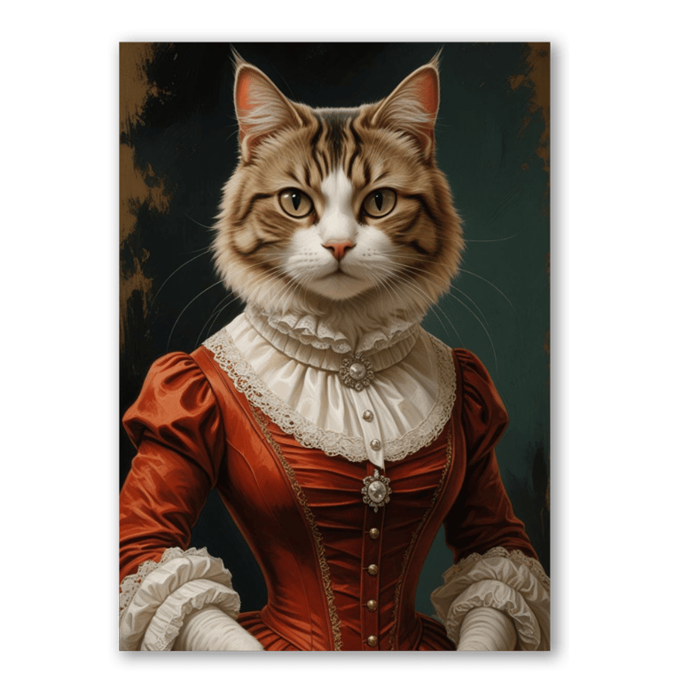 Cat Art Print Victorian Dress Lady Vintage Funny Cute British Shorthair 