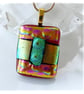 Dichroic Glass Pendant 280 Coral Bubbles Handmade with gold plated chain - Image 5