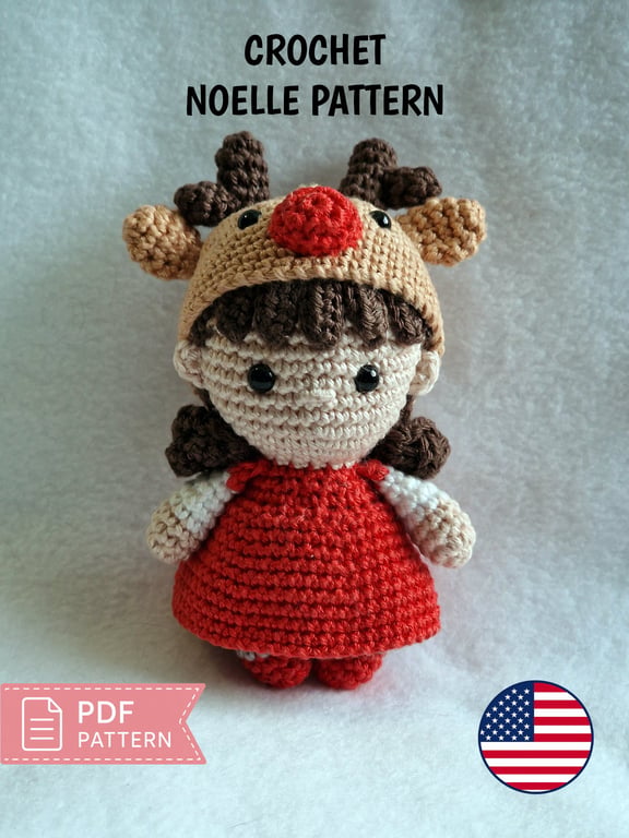 Noelle Christmas Crochet Doll Pattern PDF