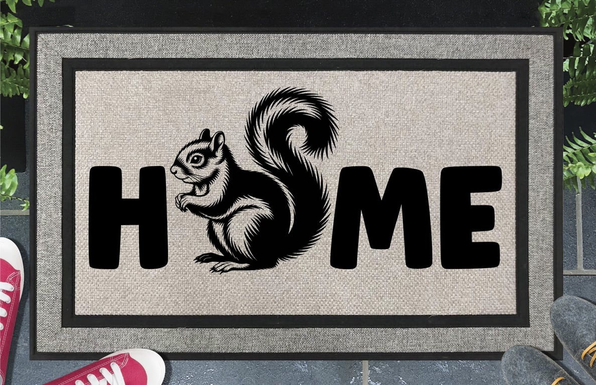 Squirrel Home Door Mat No.4 - Squirrel Welcome Mat - All Weather, 45x70cm 