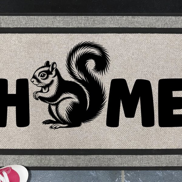 Squirrel Home Door Mat No.4 - Squirrel Welcome Mat - All Weather, 45x70cm 
