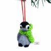 Penguin (green) Christmas Tree Decoration needle felted by Lily Lily Handmade