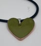 Olive green enamel heart shaped pendant - Image 3