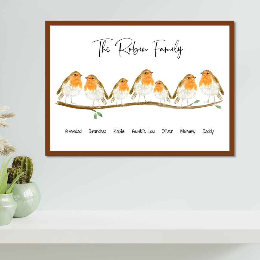 Robin Family Name Print, Personalised for family and friends