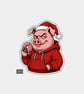 Funny Christmas Sticker Vinyl Xmas Decal For Adults - Greedy Pig In Hoodie