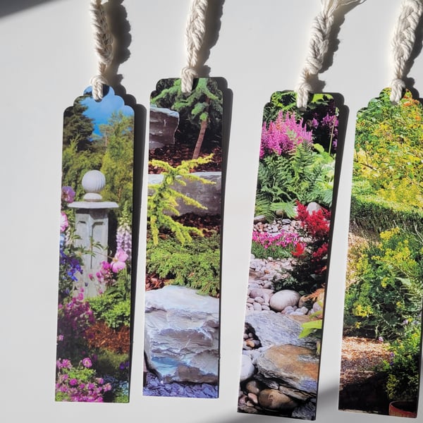 Bookmarks set of 4, macrame, summer, Garden, flowers, landscape 