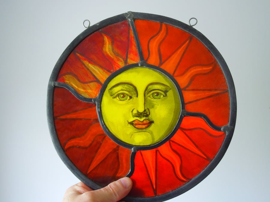 Stained Glass Sun With Smiley Face Suncatcher