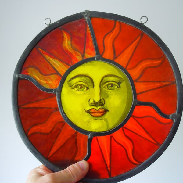 Stained Glass Sun With Smiley Face Suncatcher