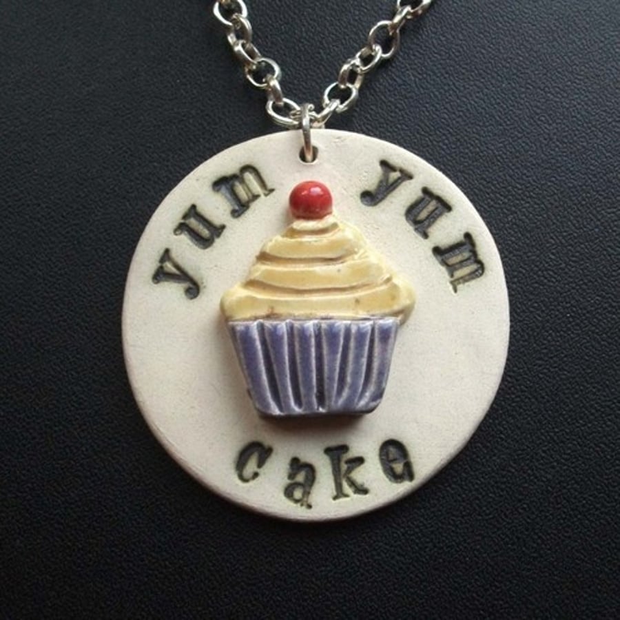 One day sale item cupcake ceramic pendant