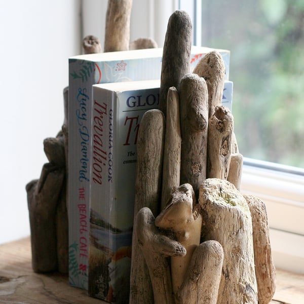 Driftwood Bookends, Drift Wood Bookends, Driftwood Cornwall UK