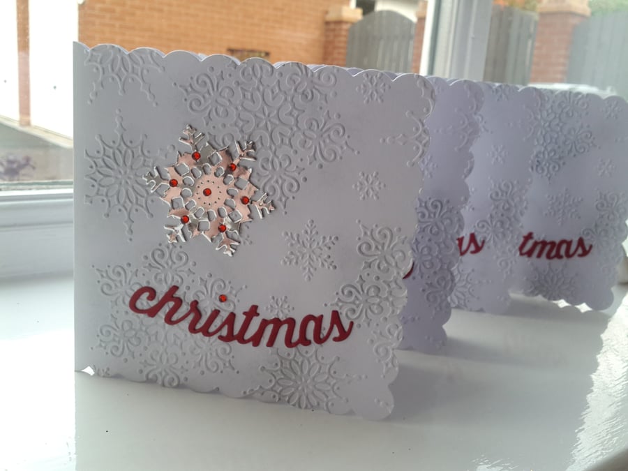 Pack of 4 snowflake Christmas cards