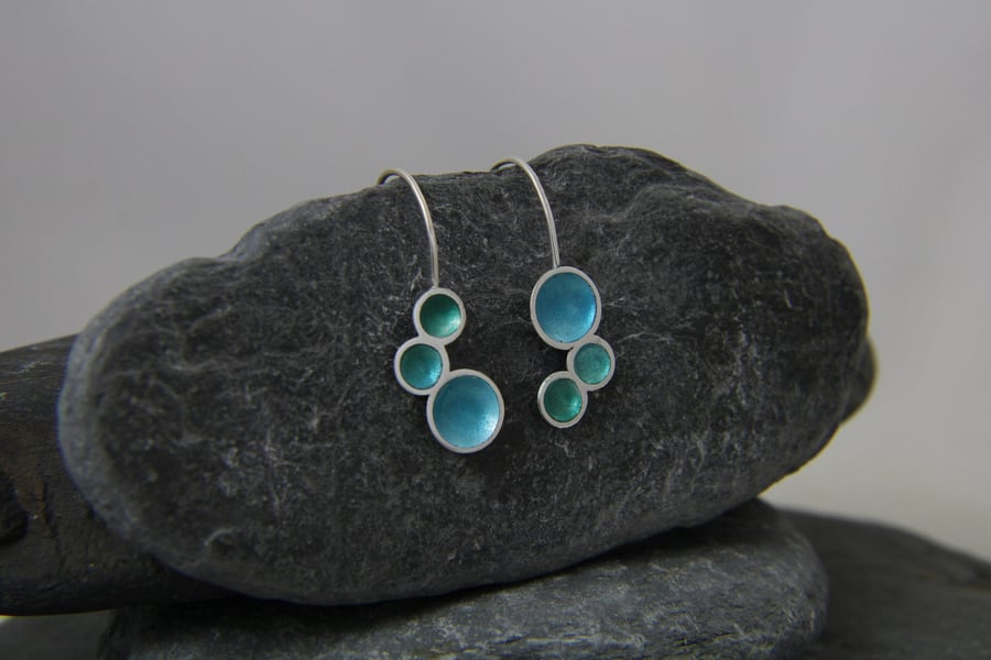 Rockpool Enamel and Sterling Silver Mismatched Earrings