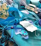 Slow stitching kit - blue theme. Fabric remnants, fabric bundle - Image 5