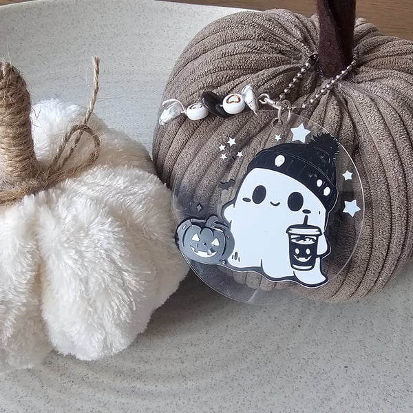Handmade Acrylic Halloween Ghost & Gonk Keyrings