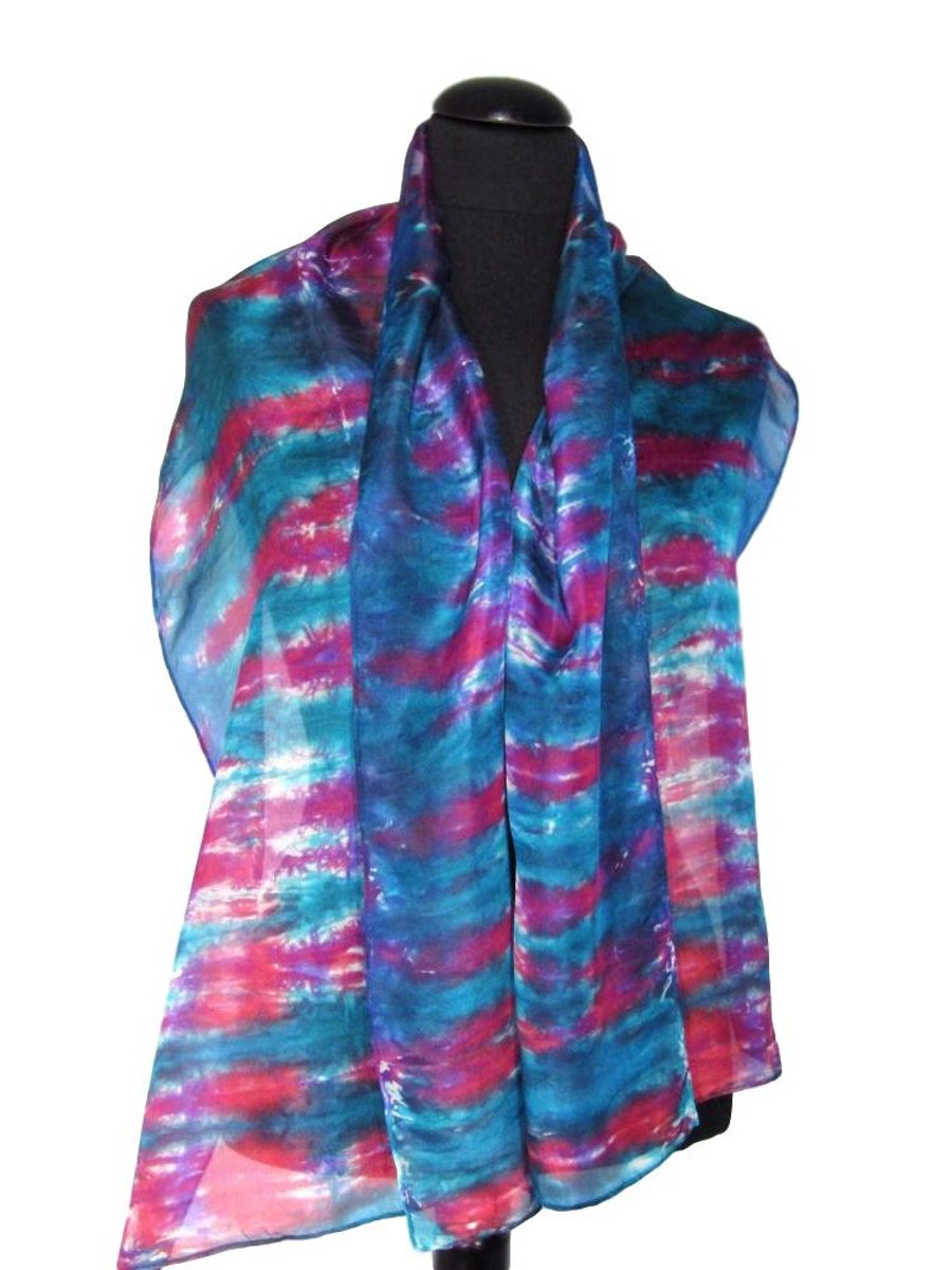 Ocean Sunset - Hand Dyed Pure Silk Long Scarf