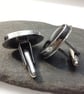 Silver cufflinks with apache tears gemstones - Image 3