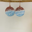 Largest Version of My Popular Enamel and Textured Copper Dangle Earrings