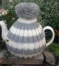 Grey knitted Tea Cosy with Bobble - Image 2