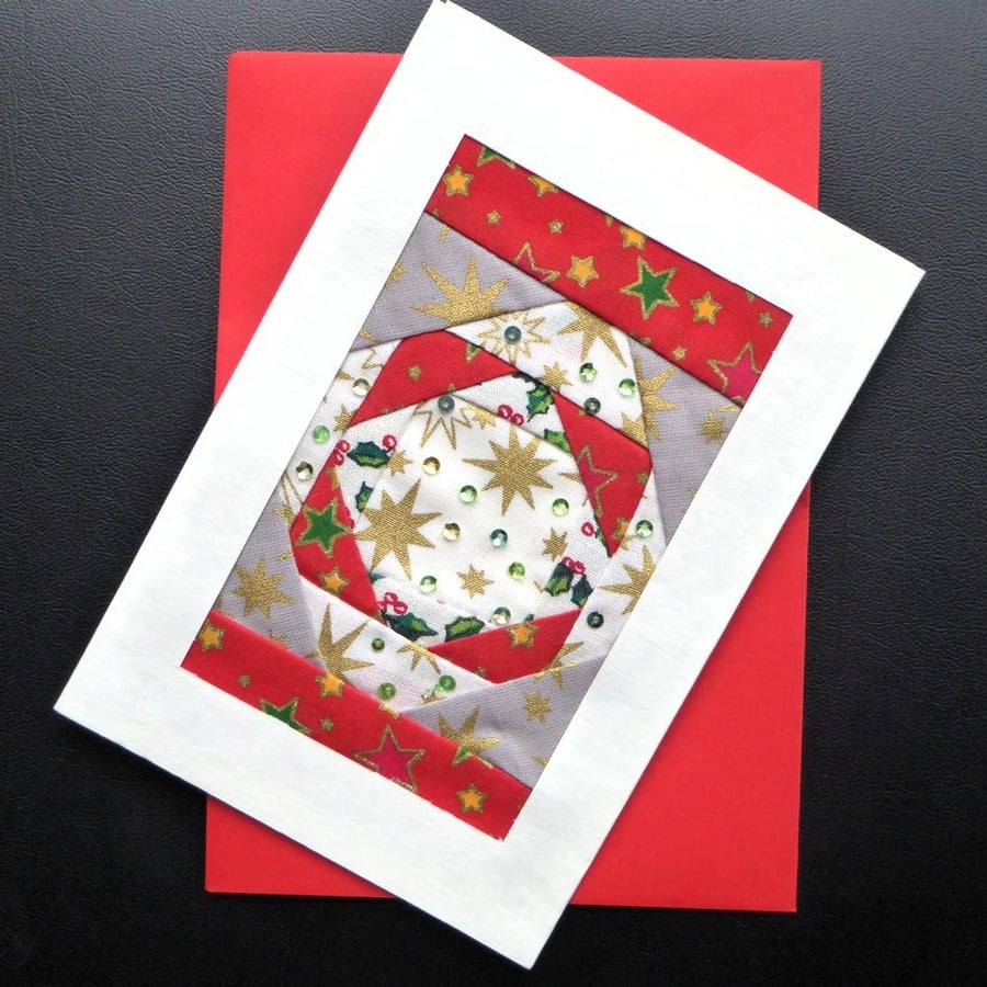 Individually Hand Crafted Textile patchworked Blank Card