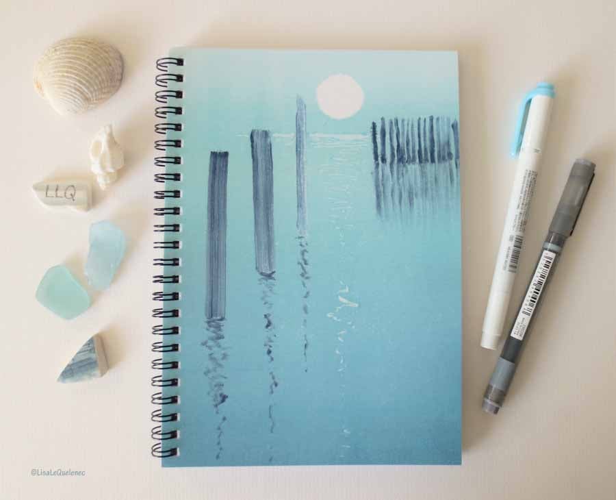 Full moon on the sea A5 lined, spiral notebook jotter journal