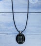 Beautiful dichroic fused glass pendant black peacock feather colours - Image 5